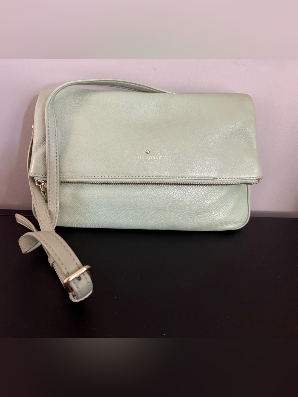 kate spade Mint Green Leather Crossbody with Gold-Tone Logo